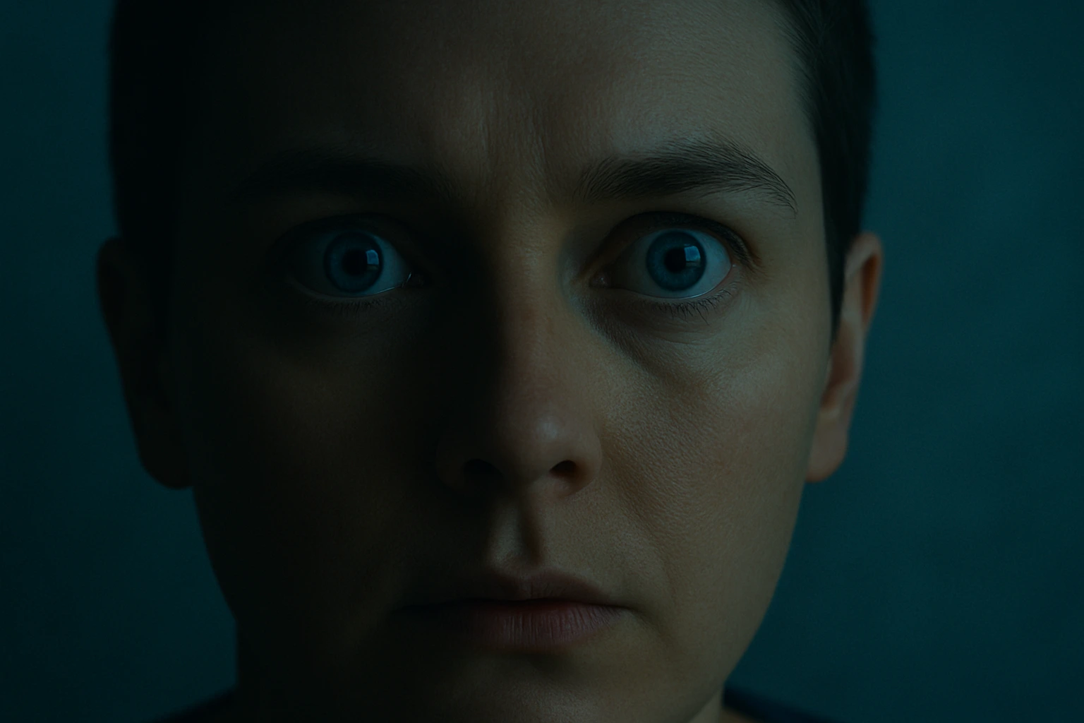 Visage sombre et inquiet, représentant les effets des traumatismes psychiques accompagnés en thérapie.