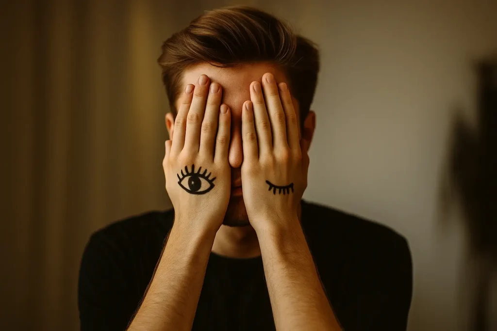 Image reflétant les émotions dissimulées, la peur de se montrer et la difficulté à accueillir ce que l’on ressent vraiment.