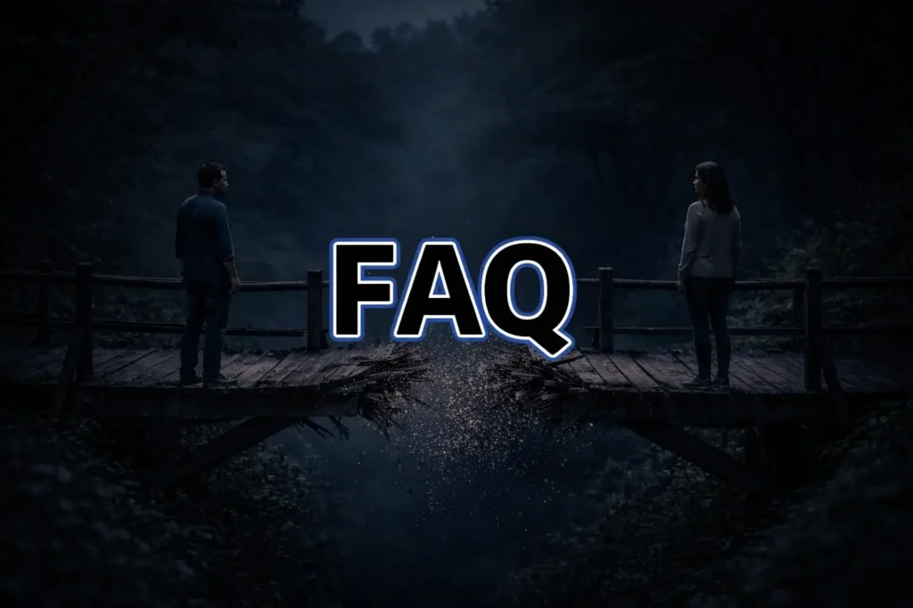 Image symbolique d’une séparation amoureuse représentant la distance émotionnelle et les questions fréquentes liées au deuil amoureux