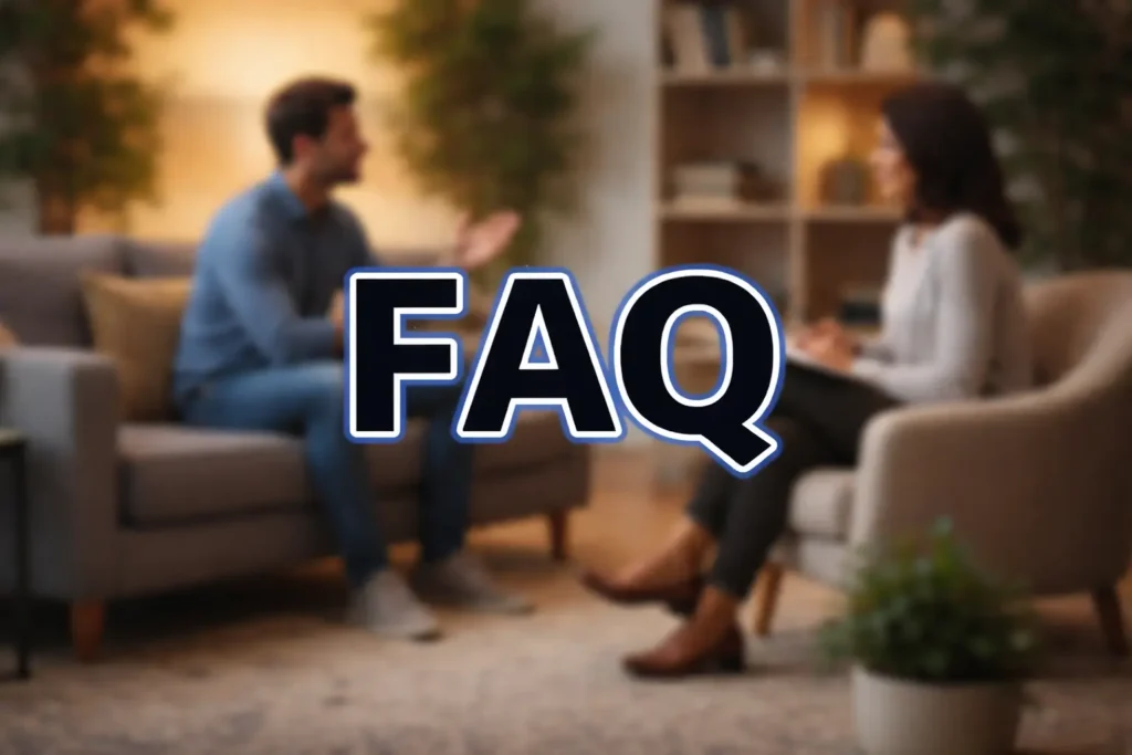 FAQ sur la thérapie psychocorporelle avec image d’un accompagnement thérapeutique en cabinet